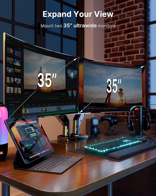 Dual Monitor Stand with USB, Height Adjustable-1