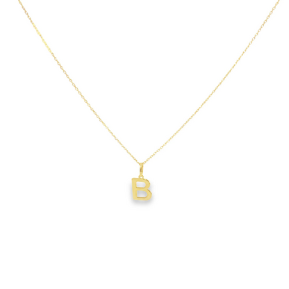 14K Solid Gold Personalized Letter Pendant Necklace-0