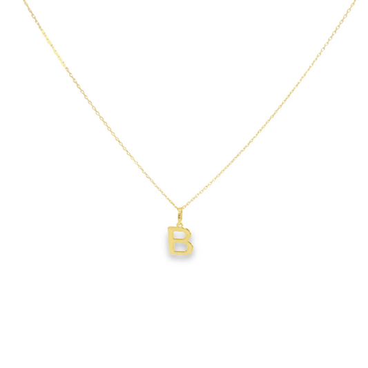 14K Solid Gold Personalized Letter Pendant Necklace-0