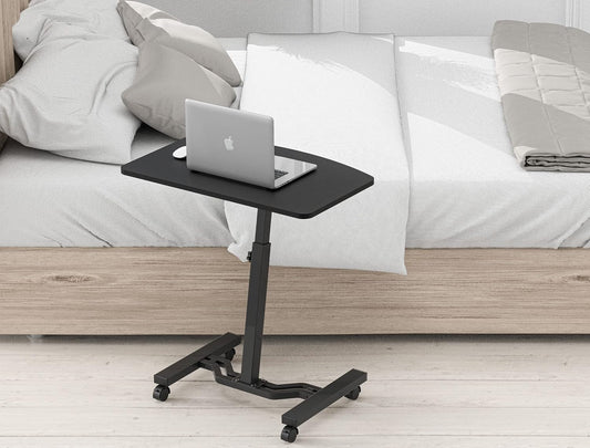 Height Adjustable Mobile Laptop Stand Desk Rolling Cart, Height Adjustable from 28'' to 33'', Black-1