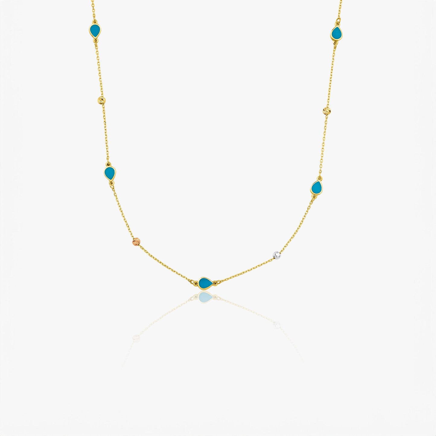 Raindrop Station Necklace in 14K Gold-0