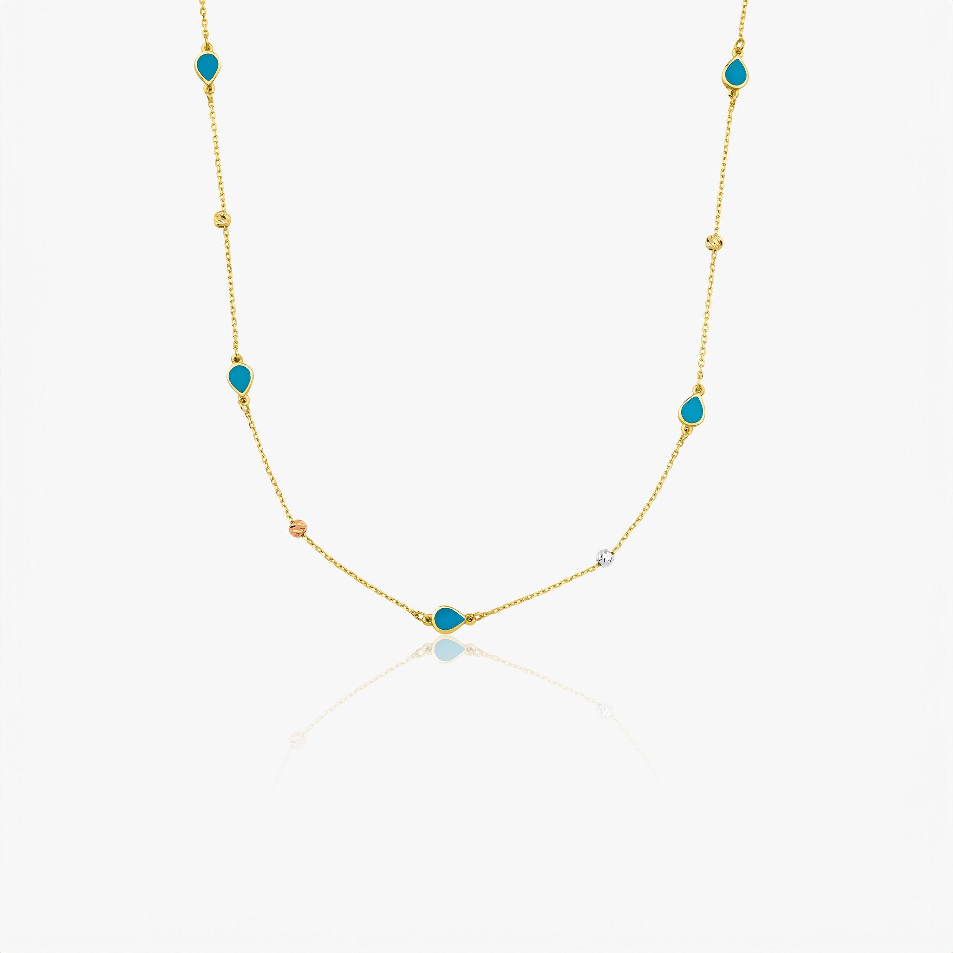 Raindrop Station Necklace in 14K Gold-0