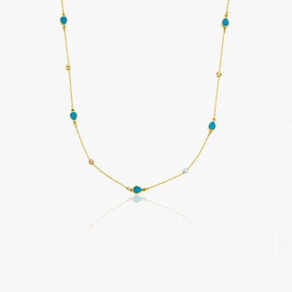 Raindrop Station Necklace in 14K Gold-0