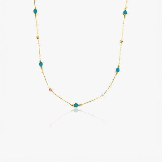 Raindrop Station Necklace in 14K Gold-0