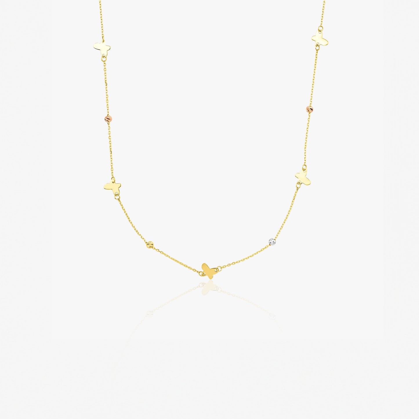Butterfly Station Necklace in 14K Gold-0