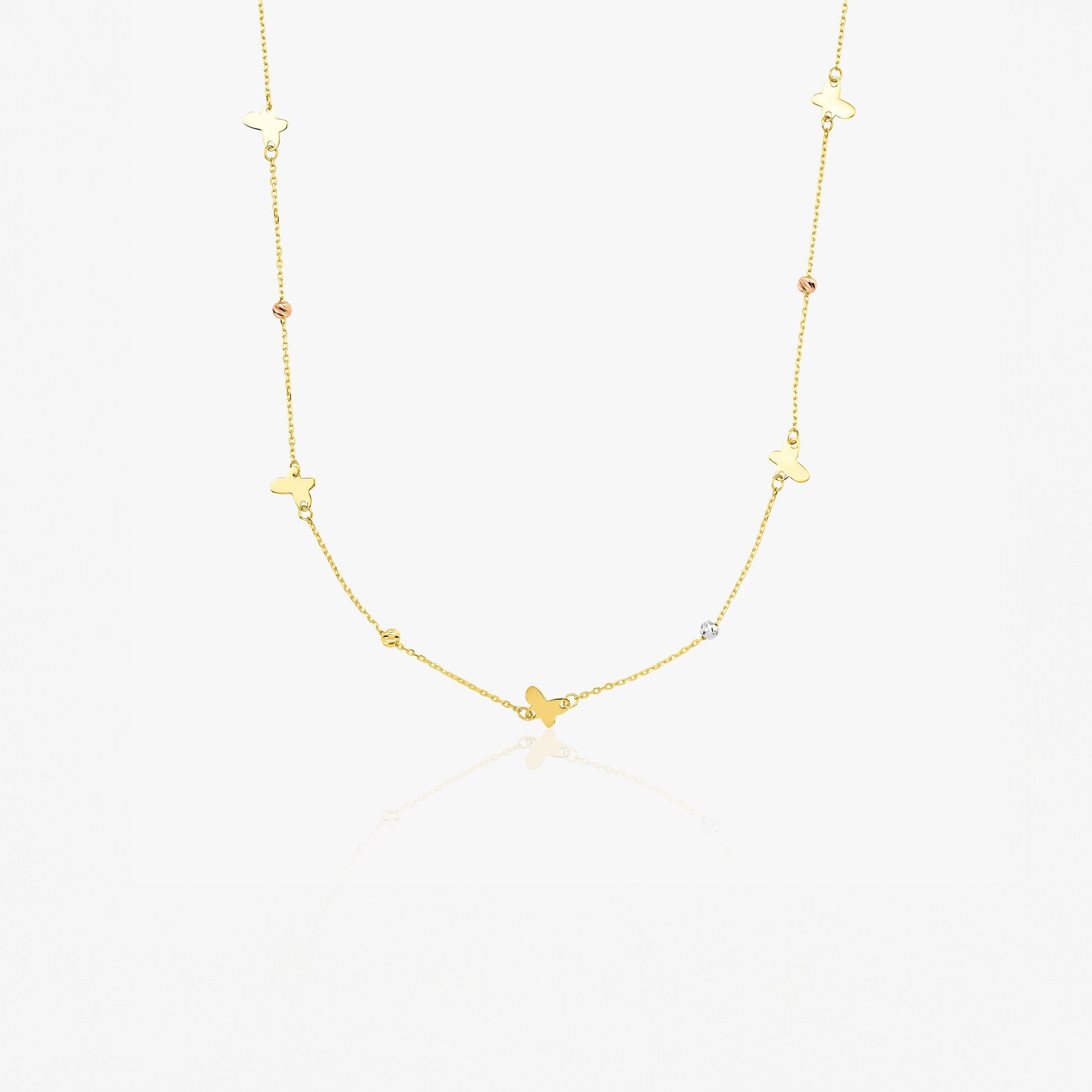 Butterfly Station Necklace in 14K Gold-0