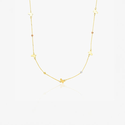 Butterfly Station Necklace in 14K Gold-0
