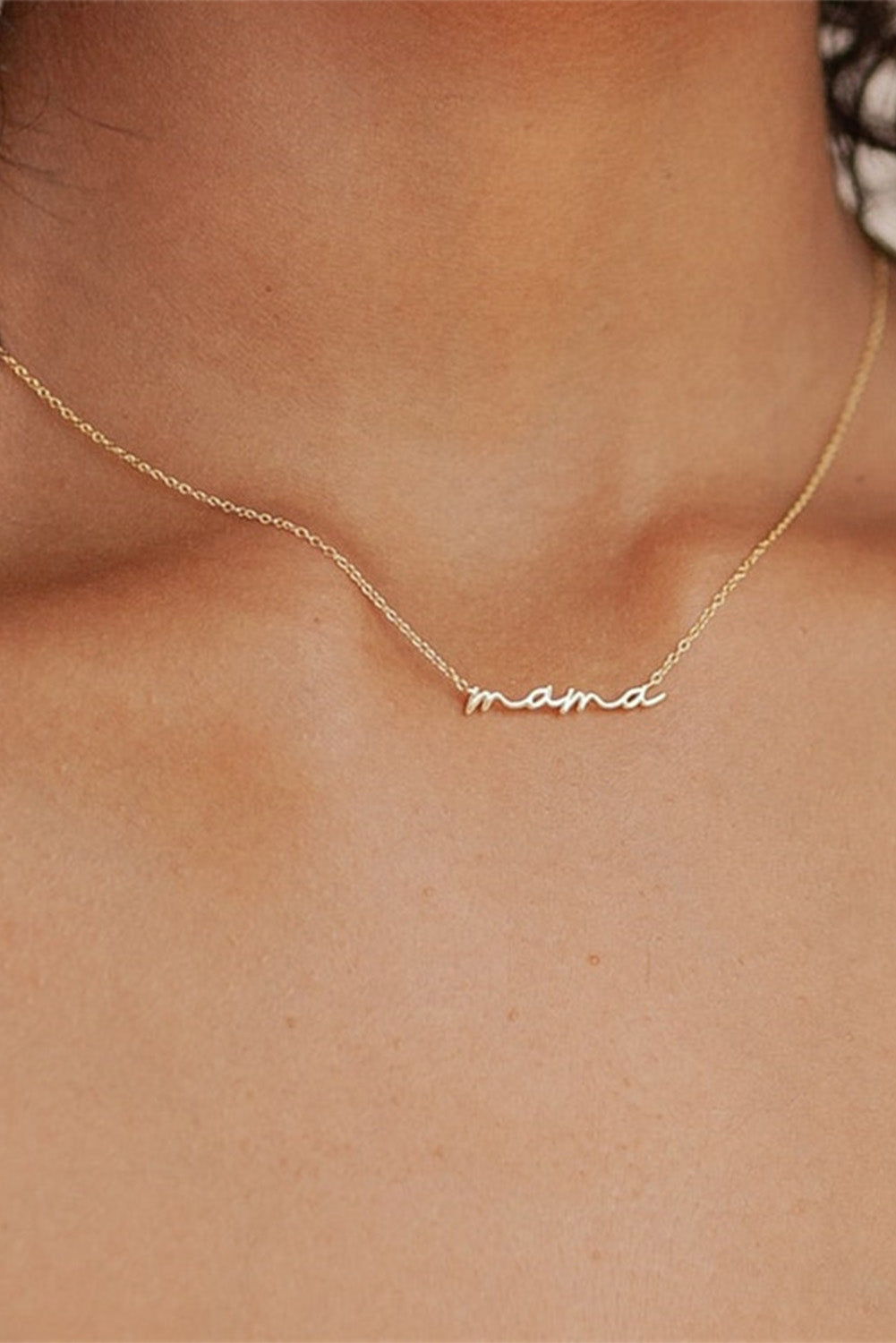 Gold Tiny Mama Script Necklace-1
