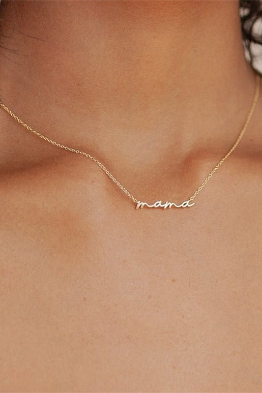 Gold Tiny Mama Script Necklace-1