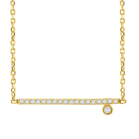 Dot & Line Necklace- 18K Gold with Diamonds-0
