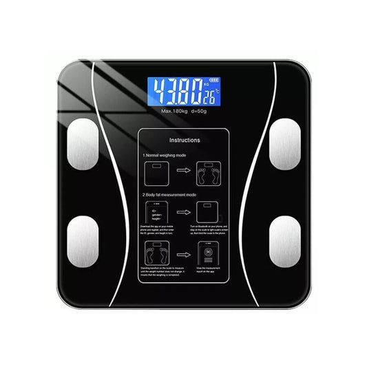 Bluetooth Smart Body Fat Scale Black - Digital BMI Weight USB Recharge with App-0