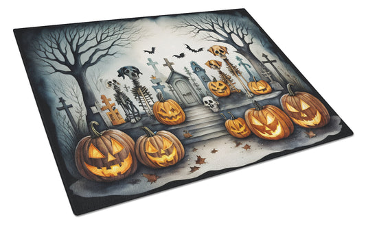 Pet Cemetery Spooky Halloween Glass Cutting Board-0