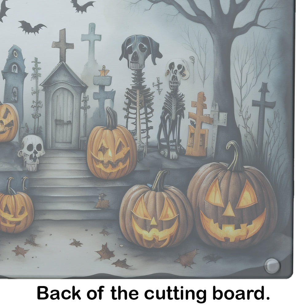 Pet Cemetery Spooky Halloween Glass Cutting Board-4