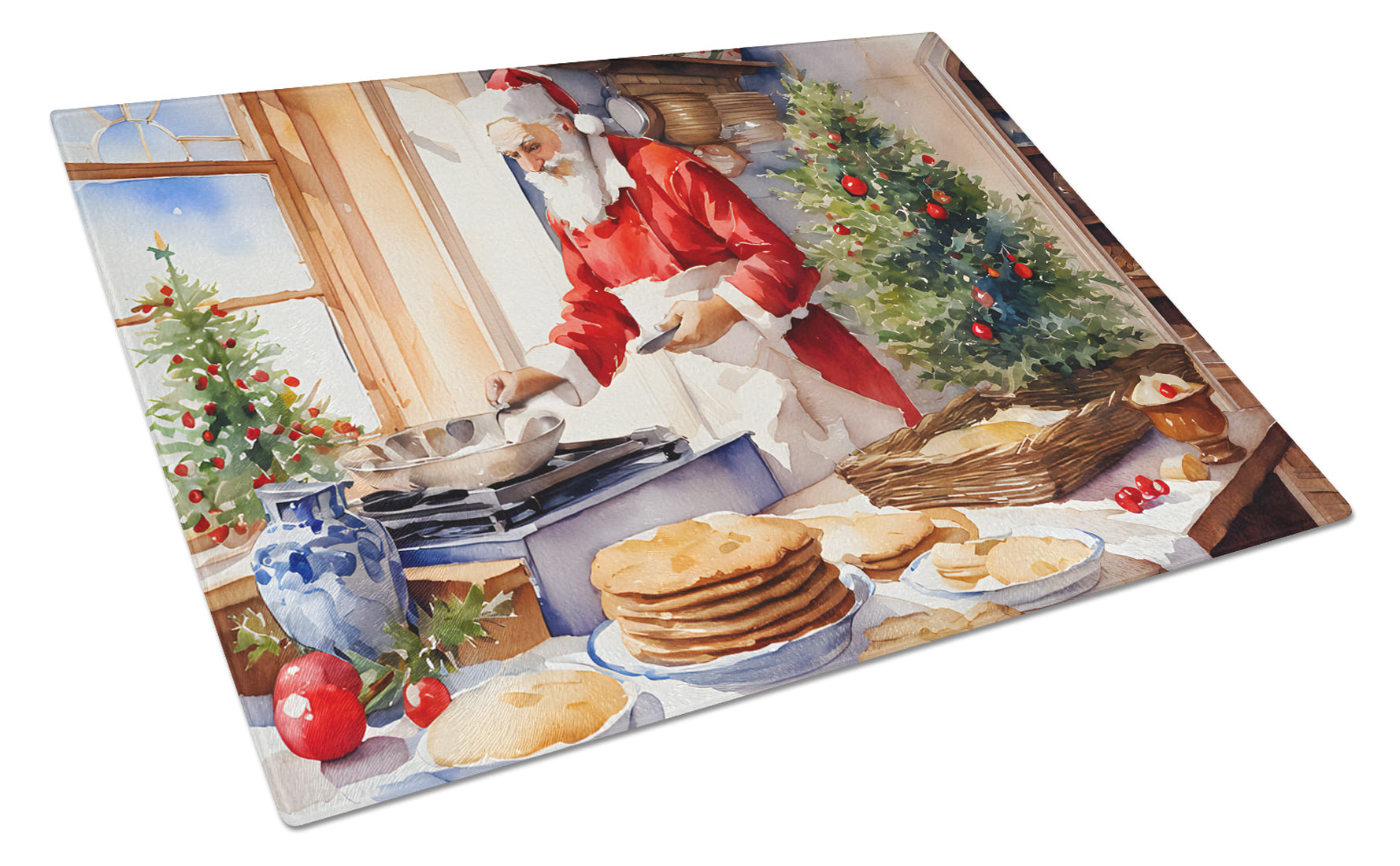 Cookies with Santa Claus Babbo Natale Glass Cutting Board-0