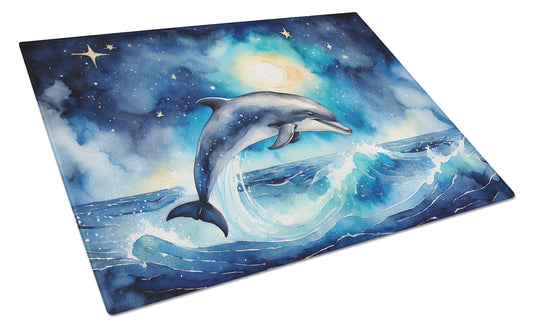 Dolphin in a Starry Sea Glass Cutting Board-0