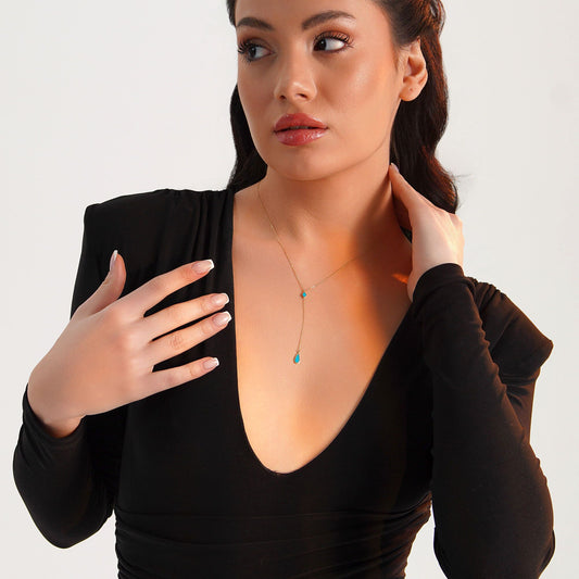 Raindrop Lariat Necklace in 14K Gold-1