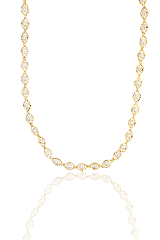 18K Gold Filled Pearl Necklace (G2)-0