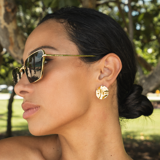 18K Gold Filled Small Round Minimalist Stud Earrings (L390)-1