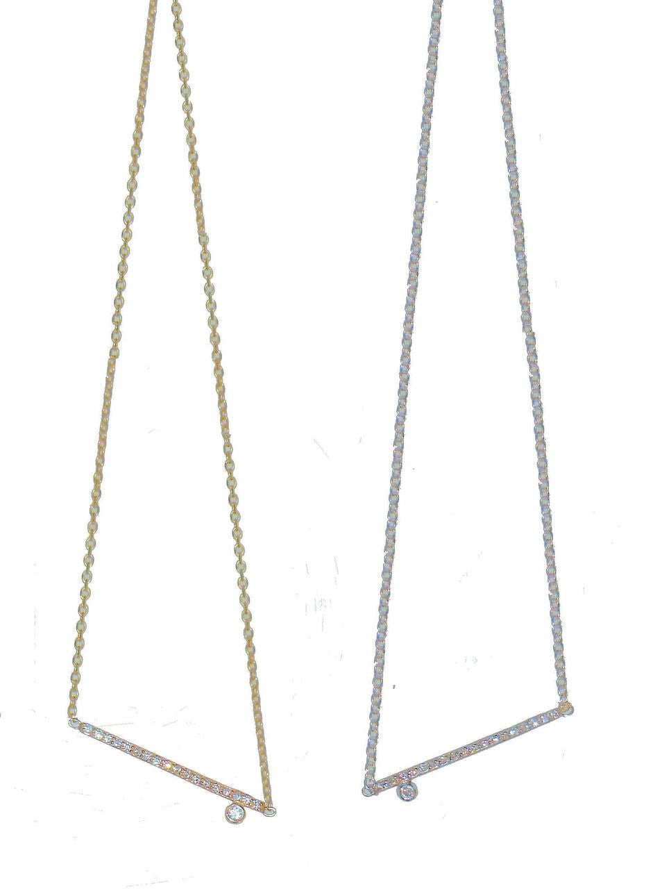 Dot & Line Necklace- 18K Gold with Diamonds-9