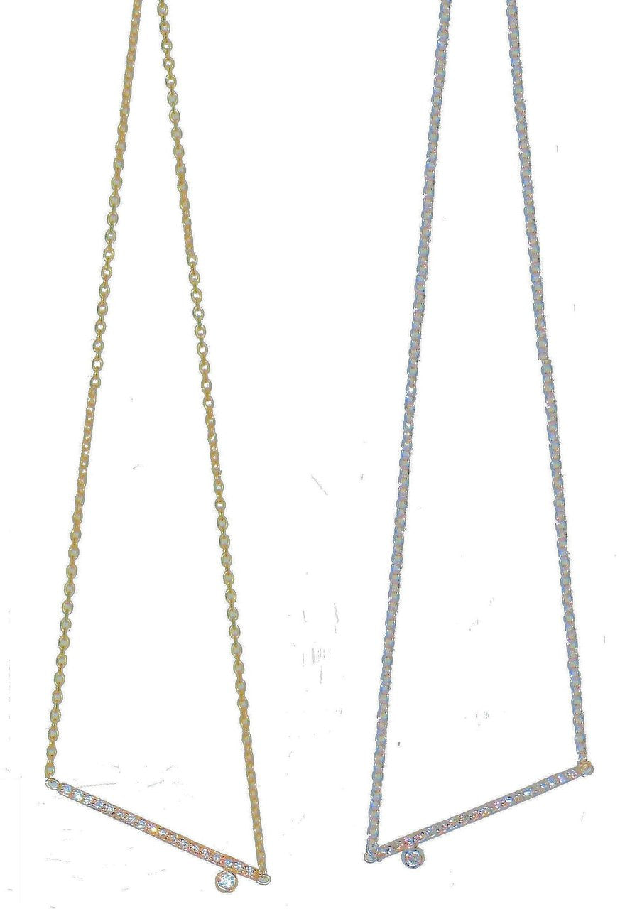 Dot & Line Necklace- 18K Gold with Diamonds-8