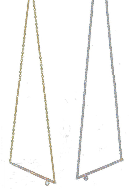 Dot & Line Necklace- 18K Gold with Diamonds-8