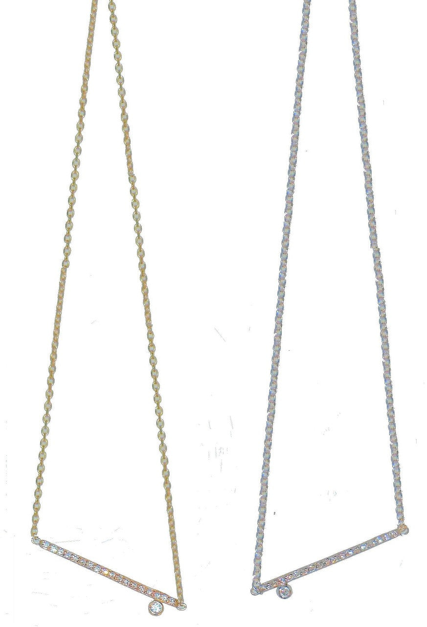Dot & Line Necklace- 18K Gold with Diamonds-2