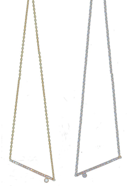 Dot & Line Necklace- 18K Gold with Diamonds-2