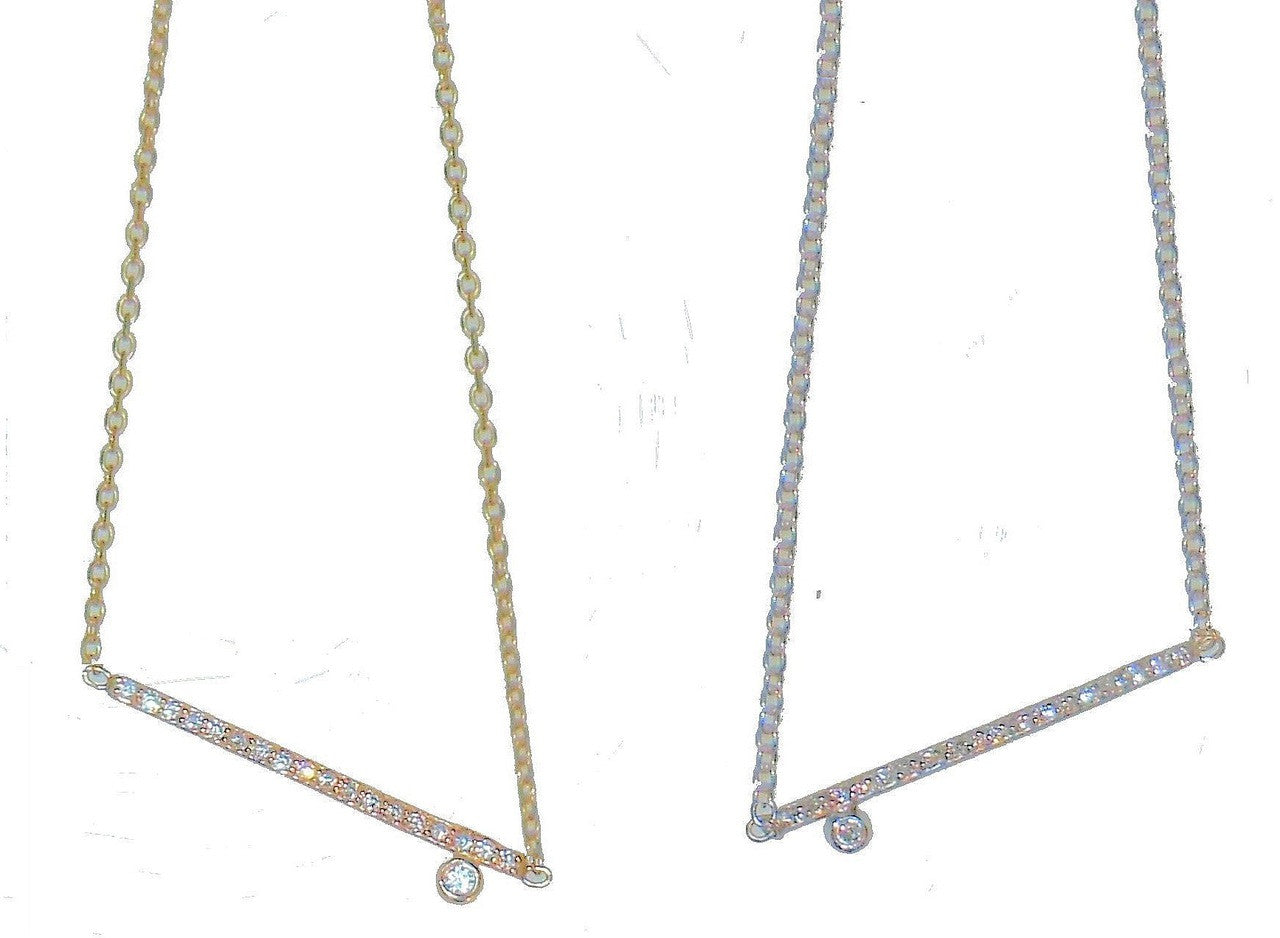 Dot & Line- 18K Gold with One Diamond Necklace-2