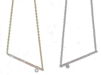 Dot & Line- 18K Gold with One Diamond Necklace-2