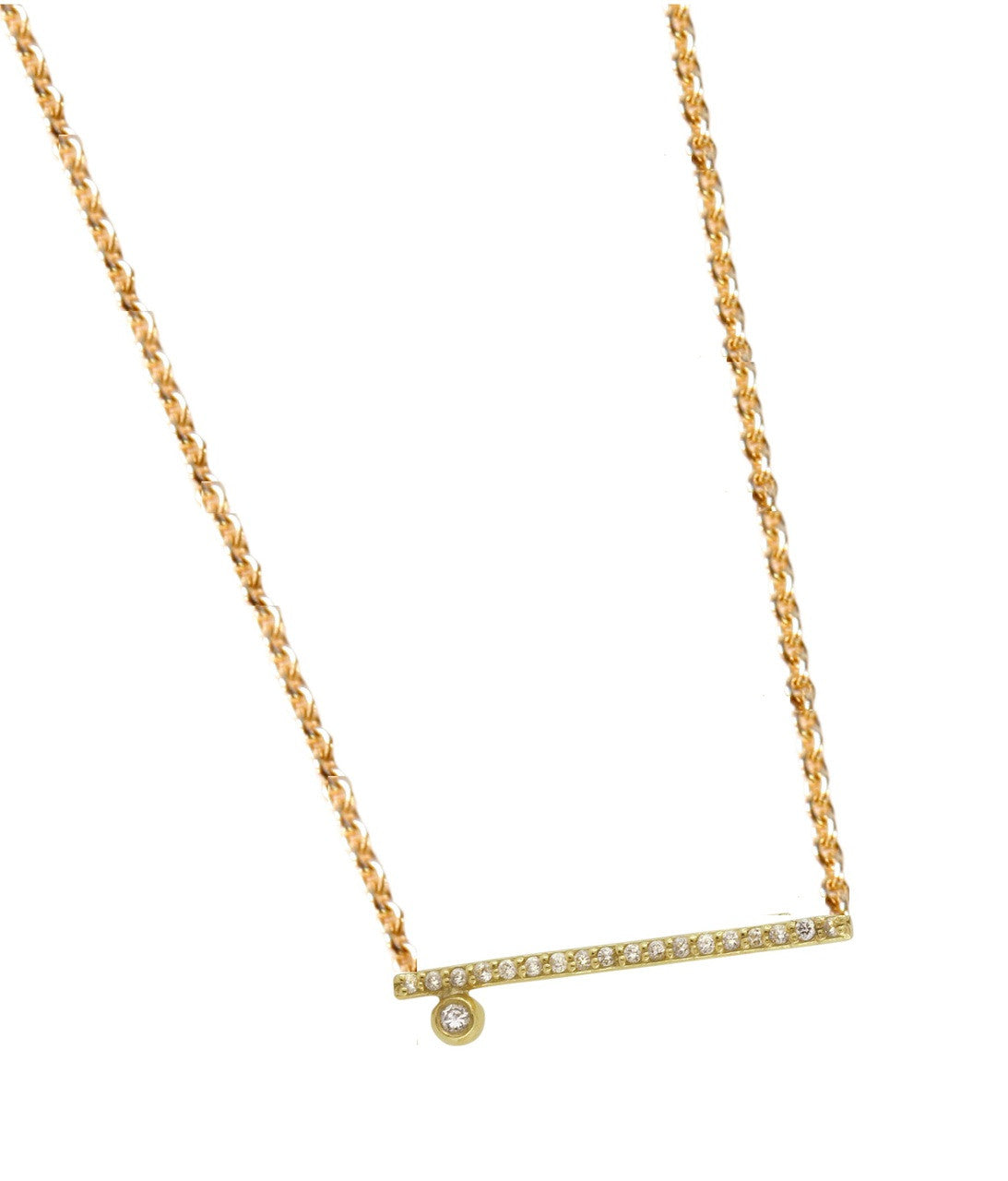 Dot & Line Necklace- 18K Gold with Diamonds-1