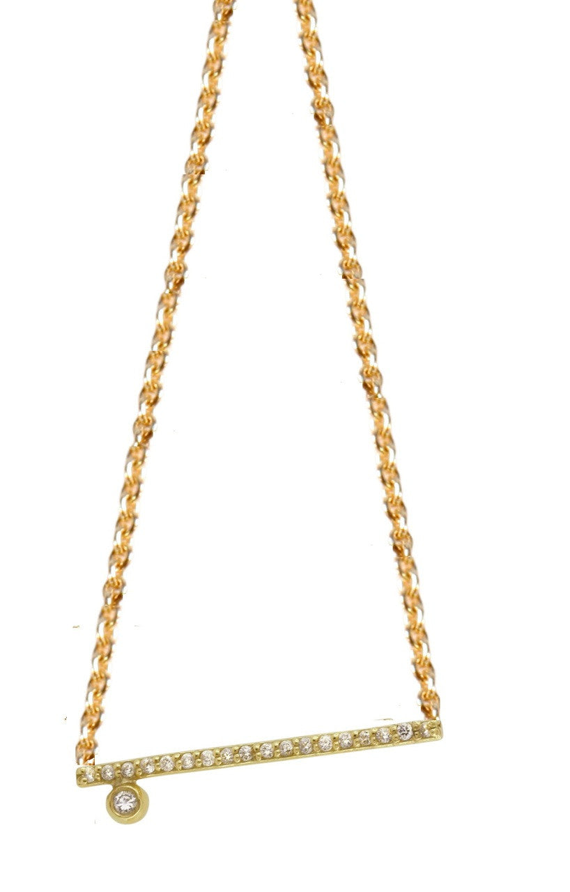 Dot & Line Necklace- 18K Gold with Diamonds-7