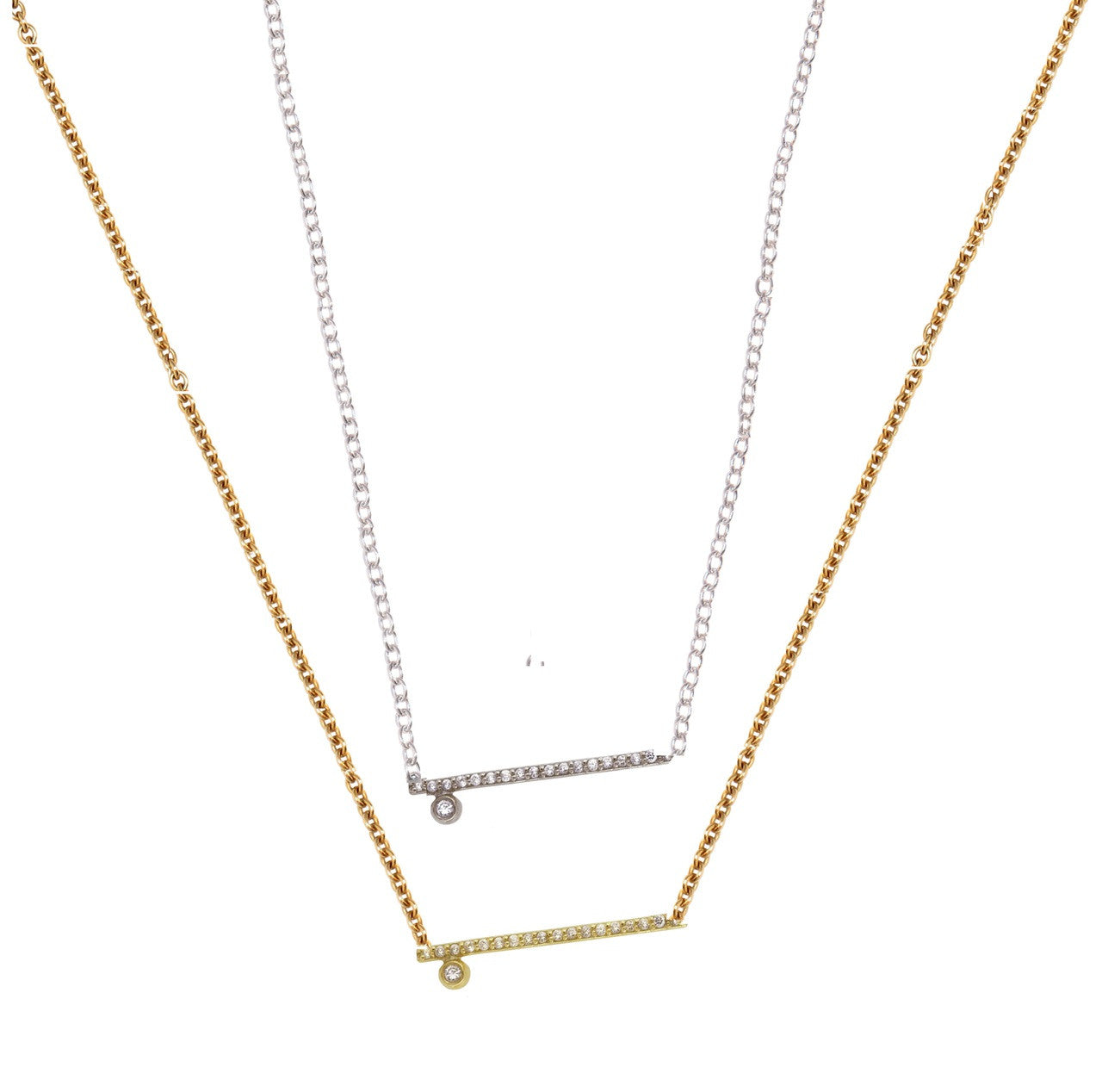 Dot & Line Necklace- 18K Gold with Diamonds-10