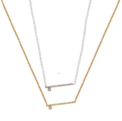 Dot & Line Necklace- 18K Gold with Diamonds-10