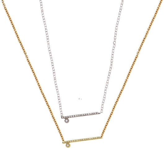 Dot & Line Necklace- 18K Gold with Diamonds-10