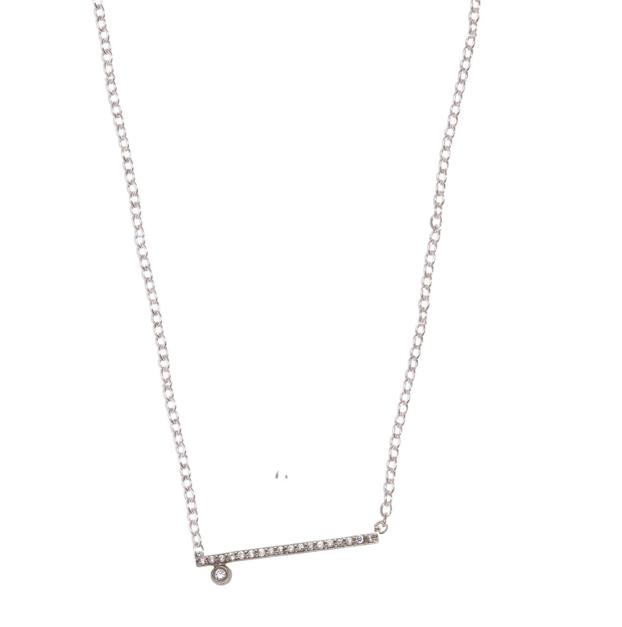 Dot & Line Necklace- 18K Gold with Diamonds-11