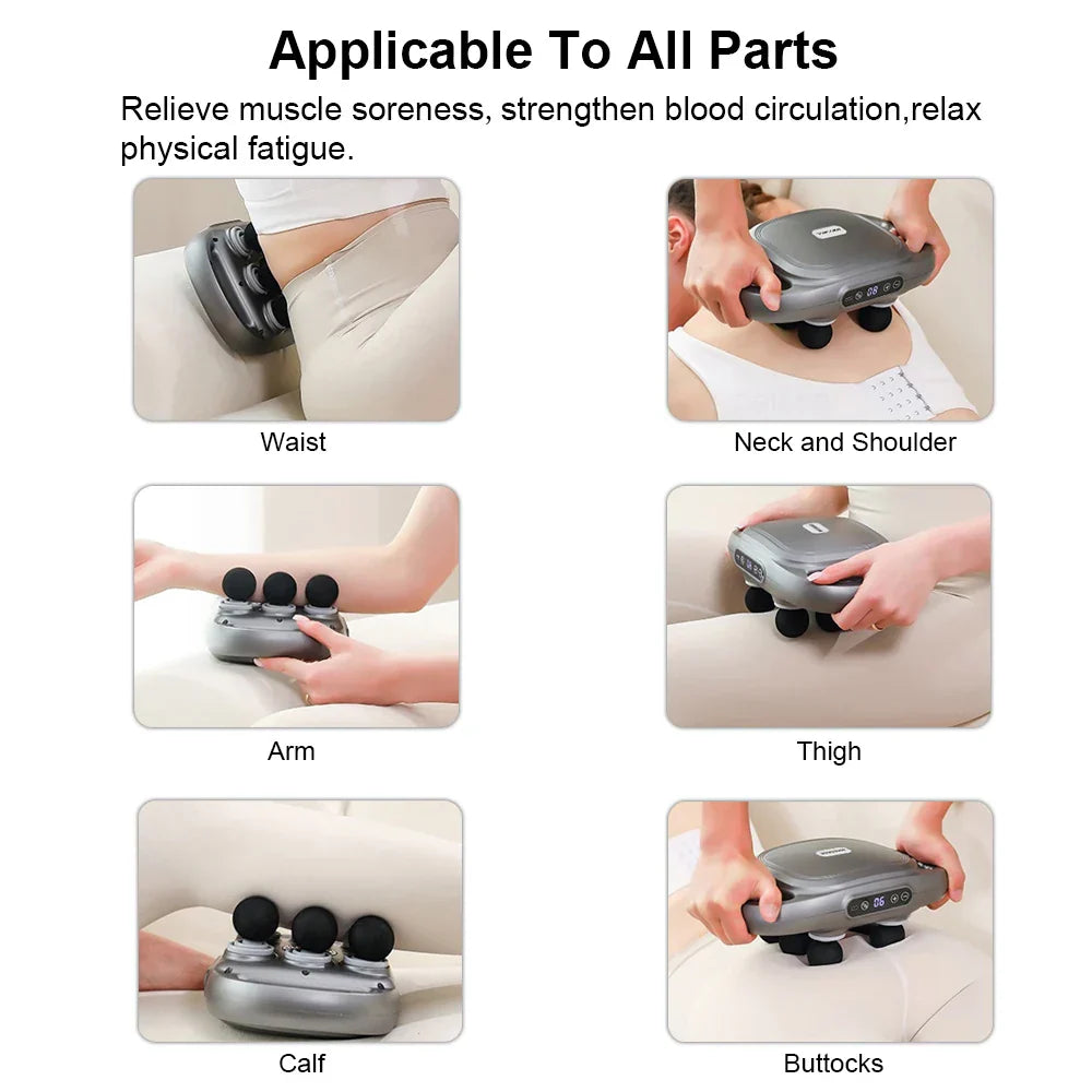6-Head Fascia Massage Gun High-Frequency Tissue Muscle Massager Black-2