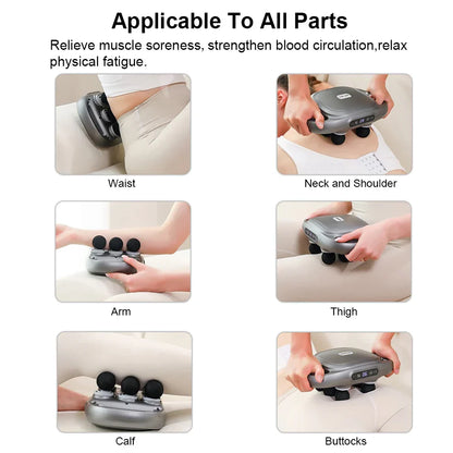 6-Head Fascia Massage Gun High-Frequency Tissue Muscle Massager Black-2