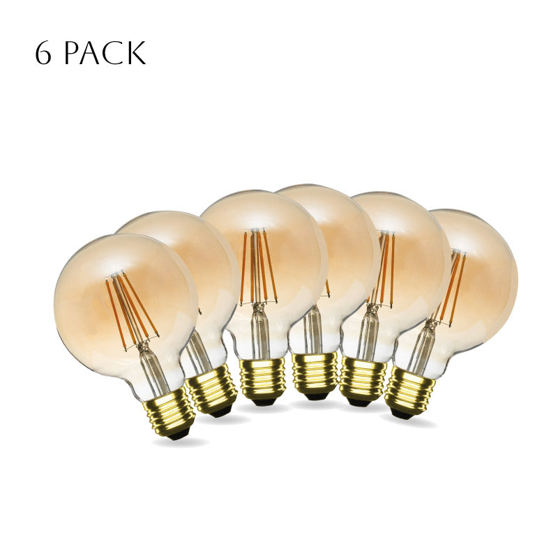 6 Pack G95 Bulb E27 4W LED Globe Vintage LED Retro Light Bulbs~4167-2