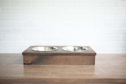 Dog Food Stand, Wooden Pet Feeder with Stainless Steel Bowls-0