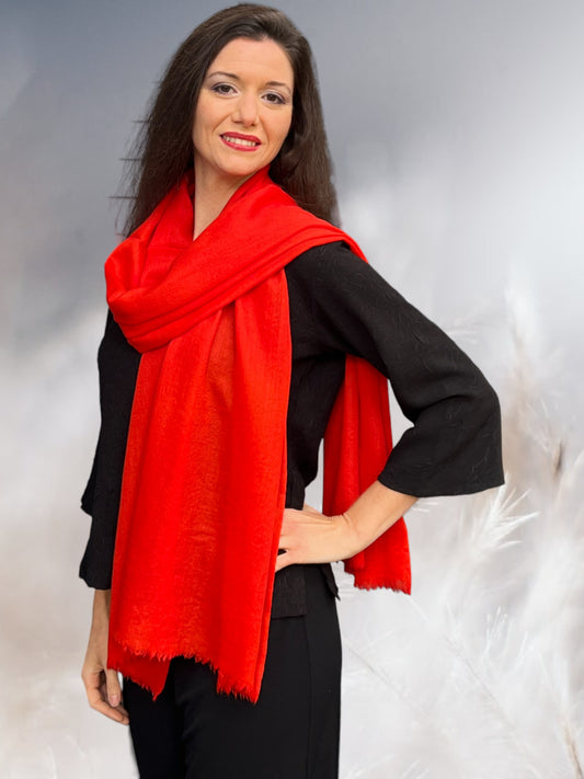 Red Cashmere Lightweight Solid Scarf-1