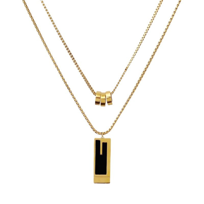 18K Gold Plated Luxe Dual Layers Pendant Necklace-0