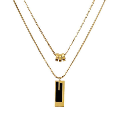18K Gold Plated Luxe Dual Layers Pendant Necklace-0