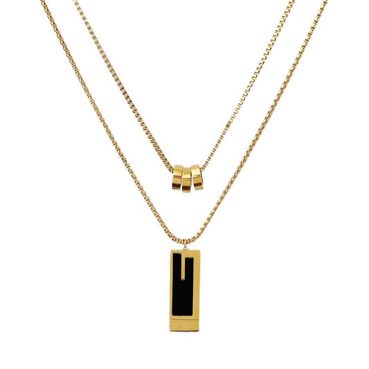 18K Gold Plated Luxe Dual Layers Pendant Necklace-0