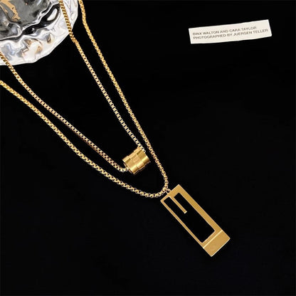18K Gold Plated Luxe Dual Layers Pendant Necklace-2