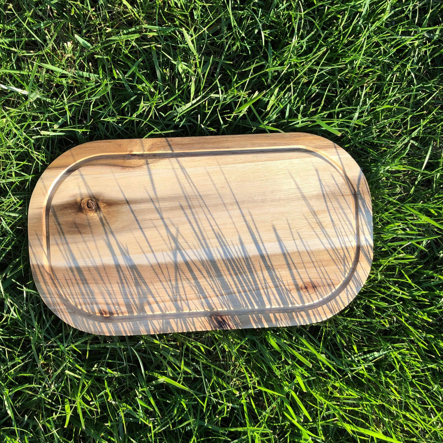 [ Set of 3 ] Zavis Green Acacia Wood Serving Rounded Cutting Board With Juice Groove 14" X 8" | Dishwasher Safe-2