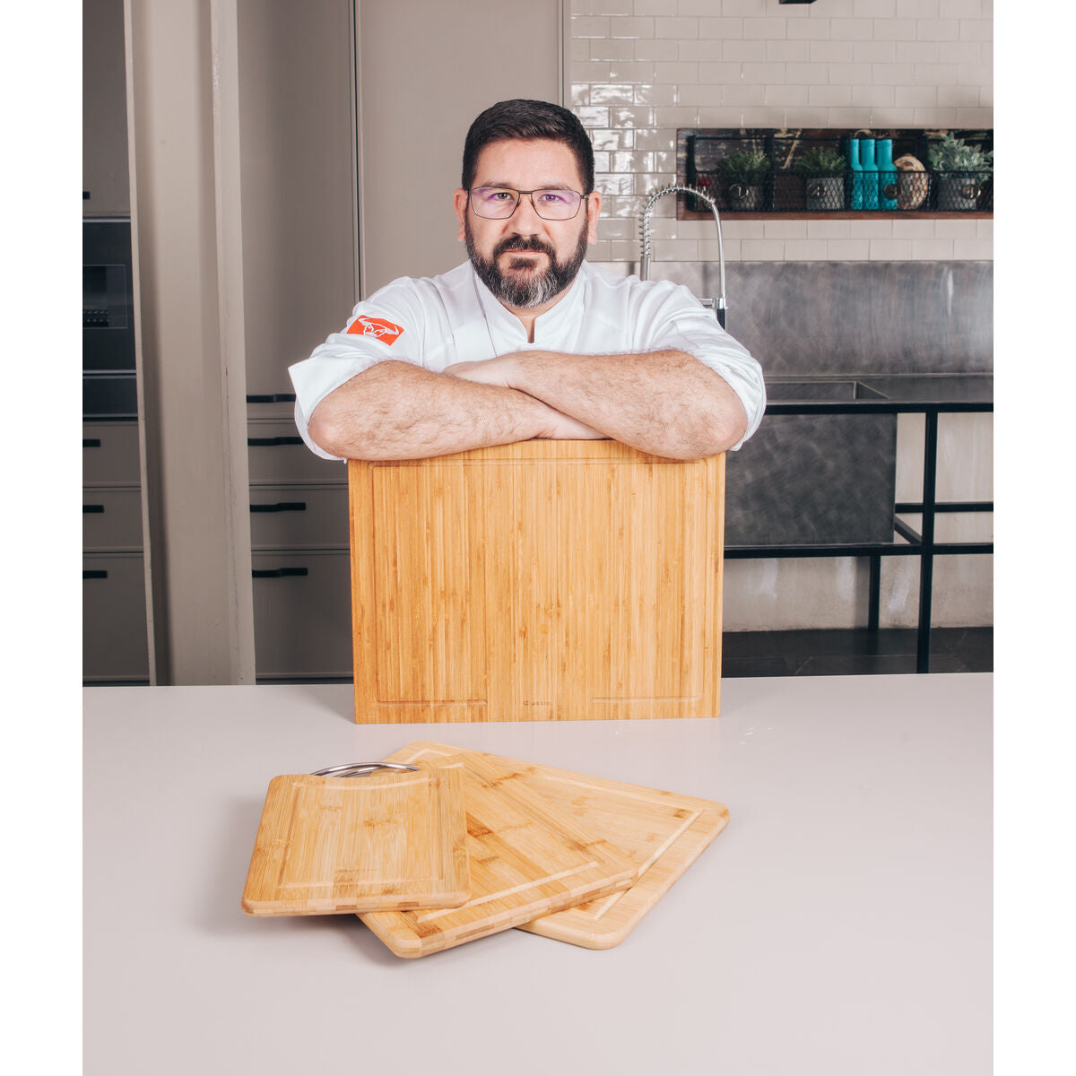 Cutting board Quttin Bamboo 32,5 x 25 x 1,7 cm (8 Units)-3