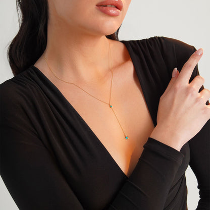 Star Lariat Necklace in 14K Gold-2