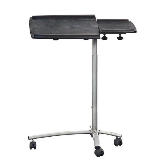 Adjustable Laptop Computer Cart Desk Stand in Graphite Wood Grain-0