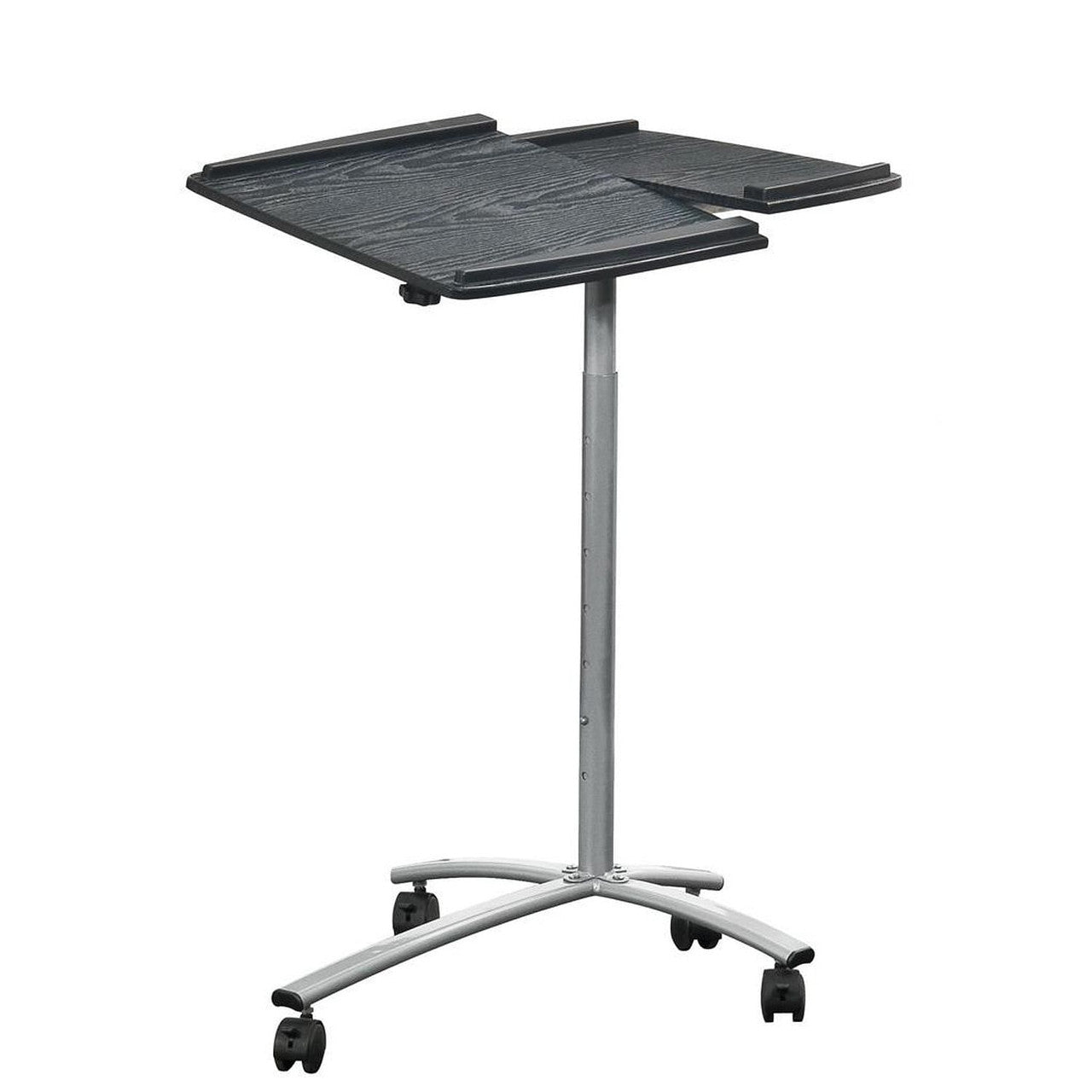 Adjustable Laptop Computer Cart Desk Stand in Graphite Wood Grain-2