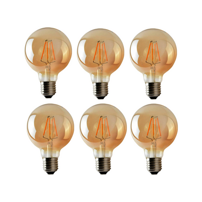 6 Pack G95 Bulb E27 4W LED Globe Vintage LED Retro Light Bulbs~4167-0
